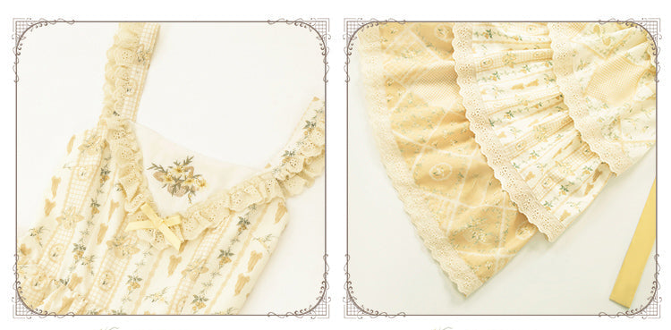 Cream yellow floral jumper skirt