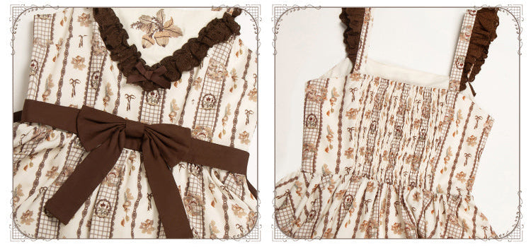 秋色のフローラルジャンパースカート