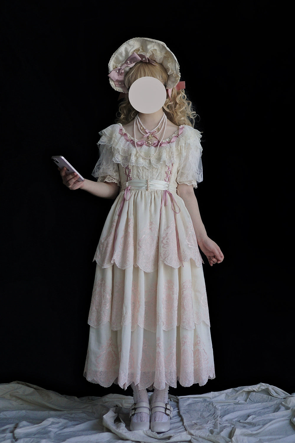 【受注予約9/25まで】Noble Garden 付け袖付き刺繍ワンピース