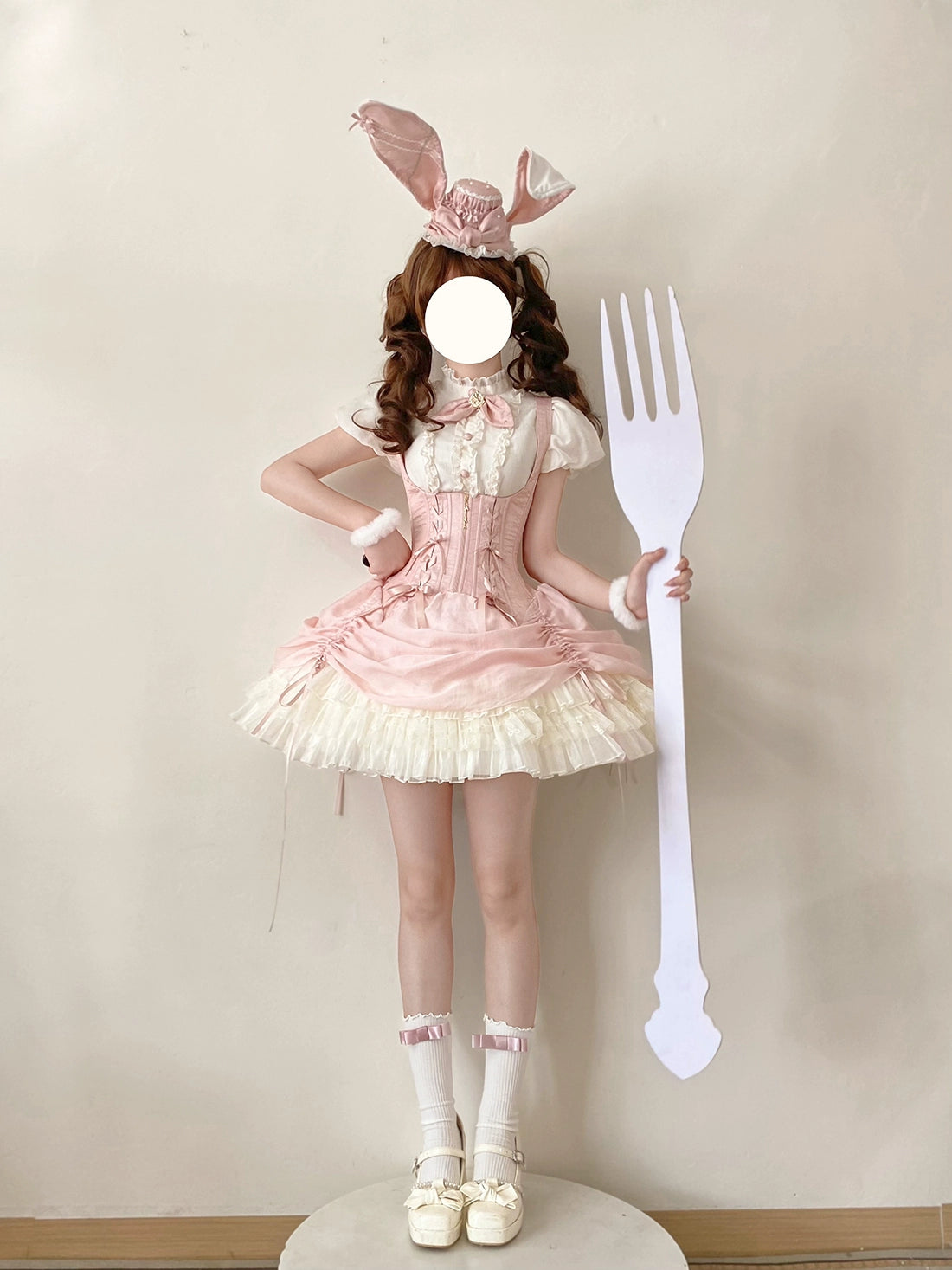 【受注予約6/30まで】Brulee Bunny コルセットジャンパースカートセット・ピンク