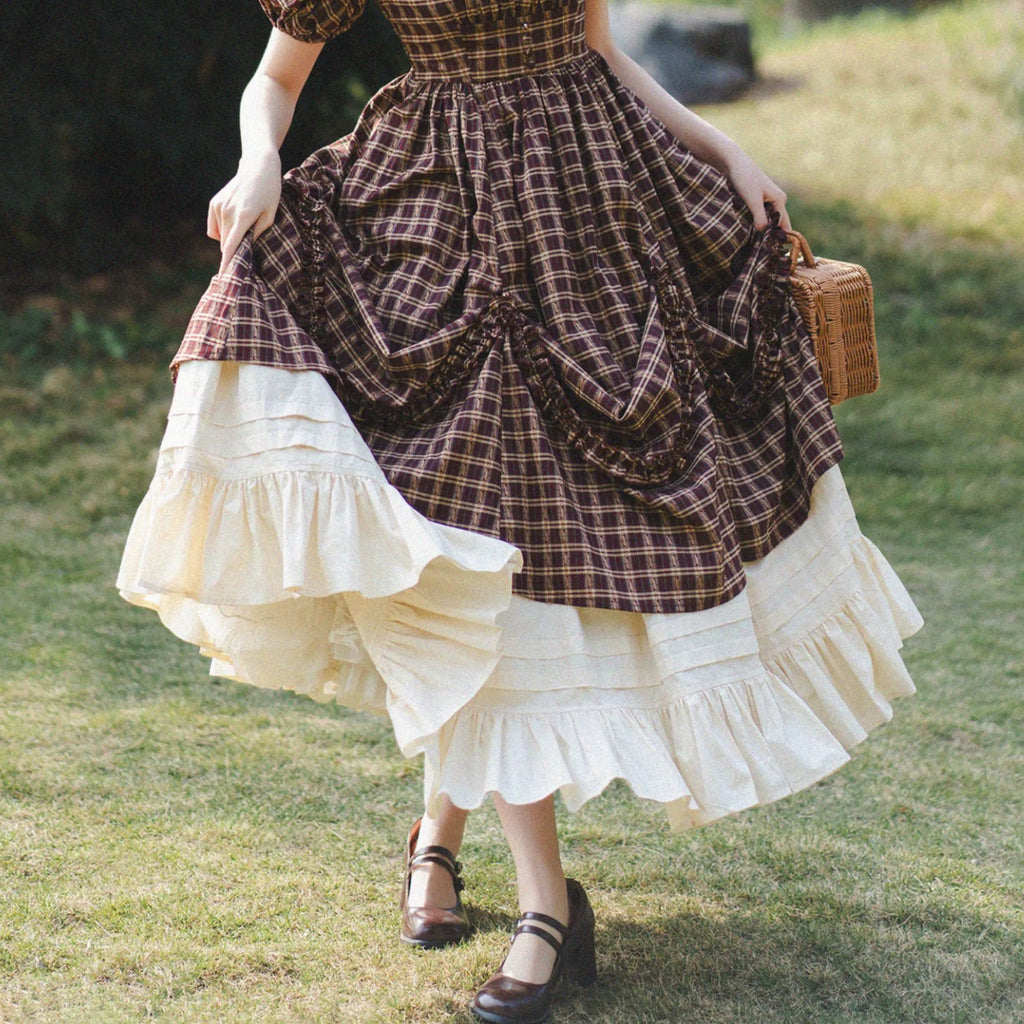 Forest Picnic チェックのワンピース