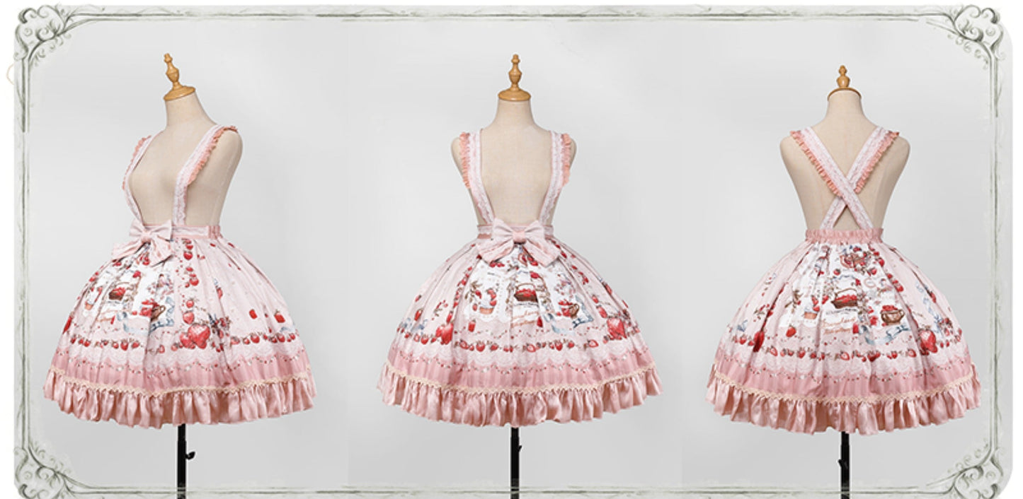 【受注予約12/16まで】Strawberry Manor サスペンダースカート・ショート丈