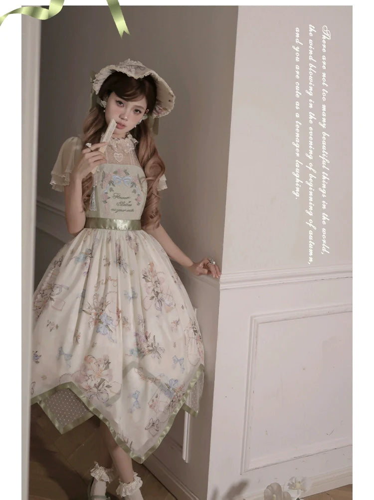 [Sales period ended] Flower Letter as you wish Chiffon dress [Long length]