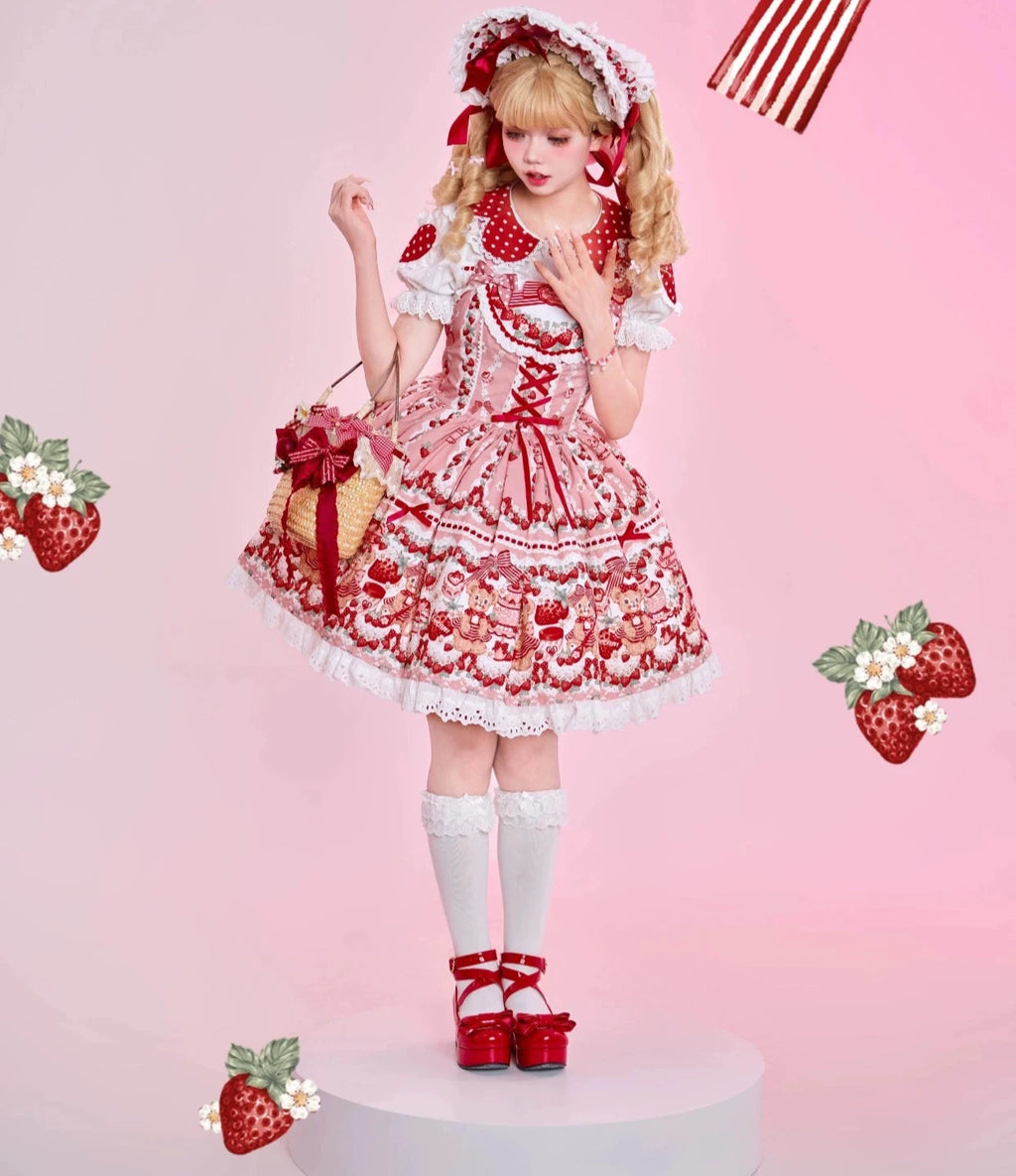 Bear Strawberry Garden ジャンパースカート3点セット