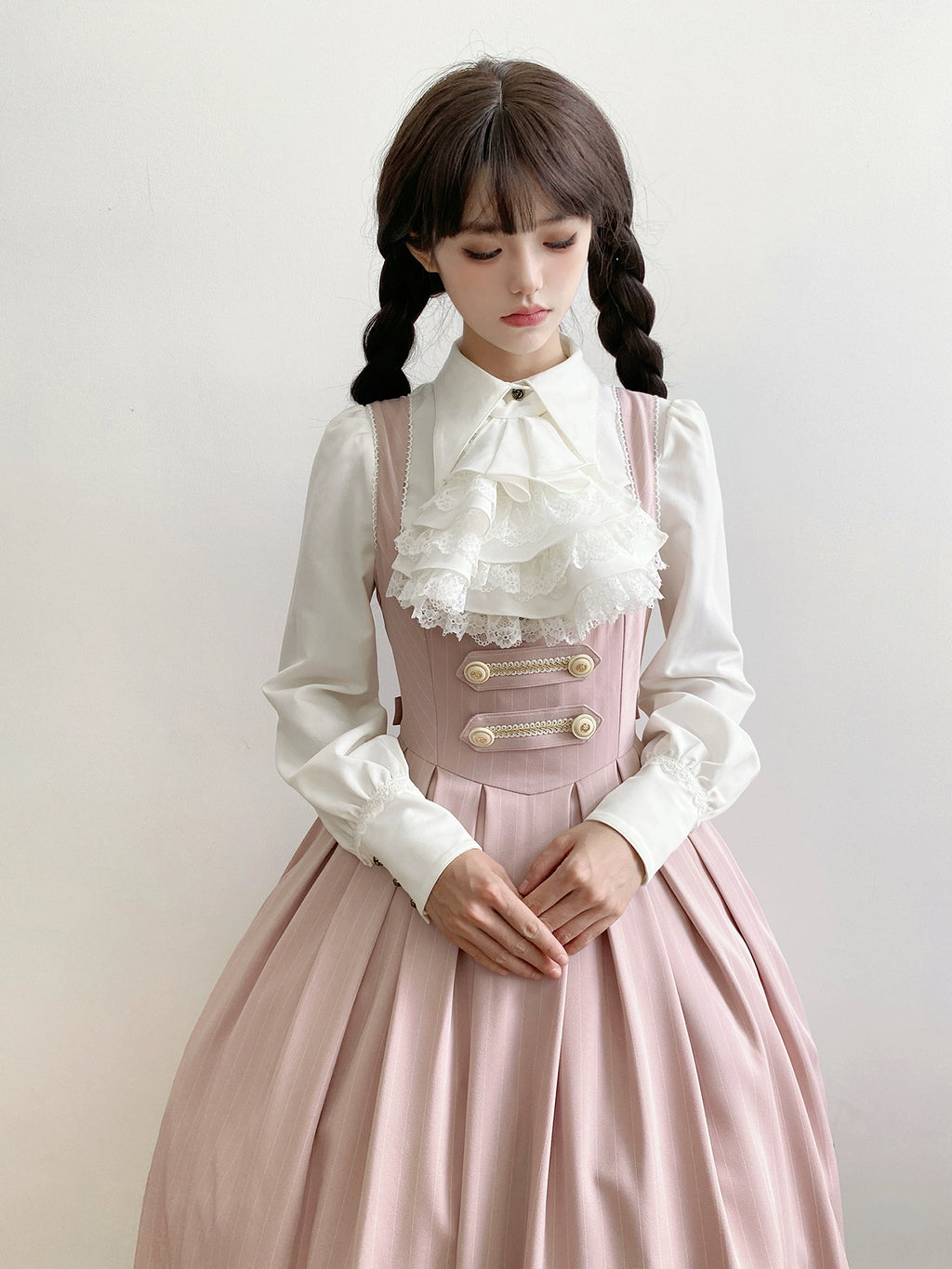 [Resale/Pre-orders available until 10/28] Bright Moon Corset Jumper Skirt Stripe [Pink]