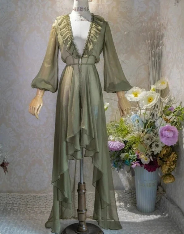 [Sale Period Ended] Porcelain Flower Garden Sheer Cardigan Long Length