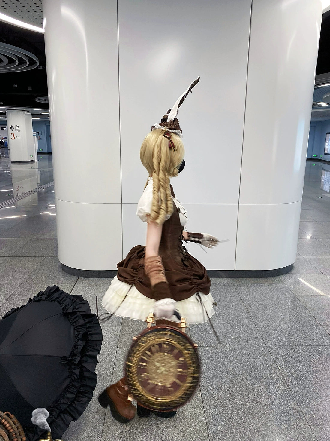 【受注予約6/30まで】Brulee Bunny コルセットジャンパースカートセット・ブラウン