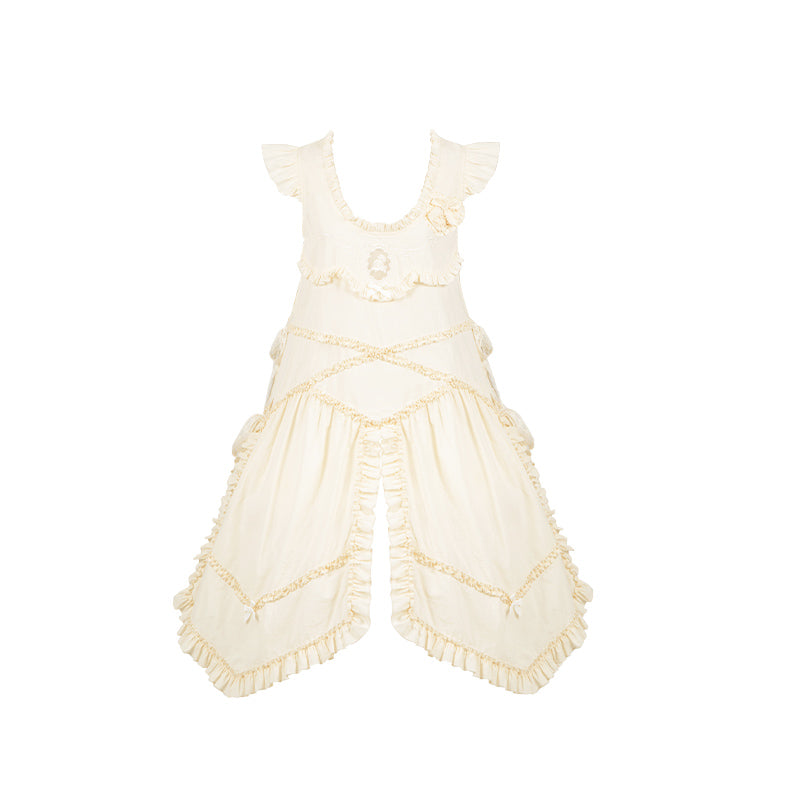 Retro volume frill jumper skirt set