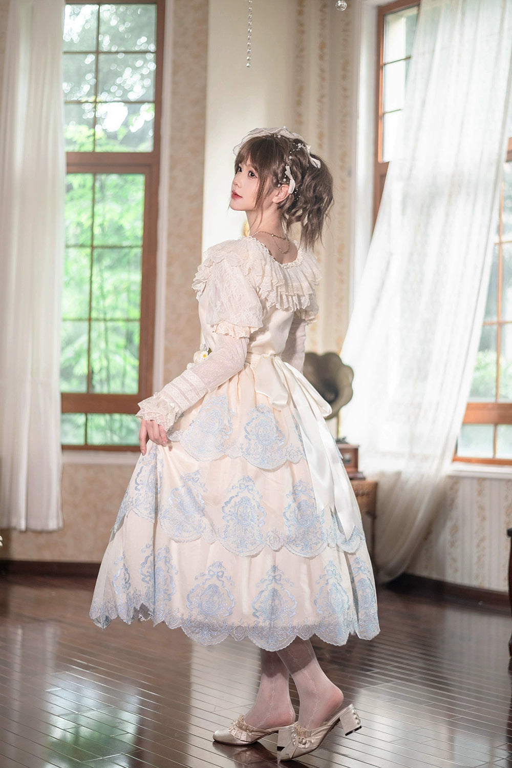 【受注予約9/25まで】Noble Garden 付け袖付きレースブラウス