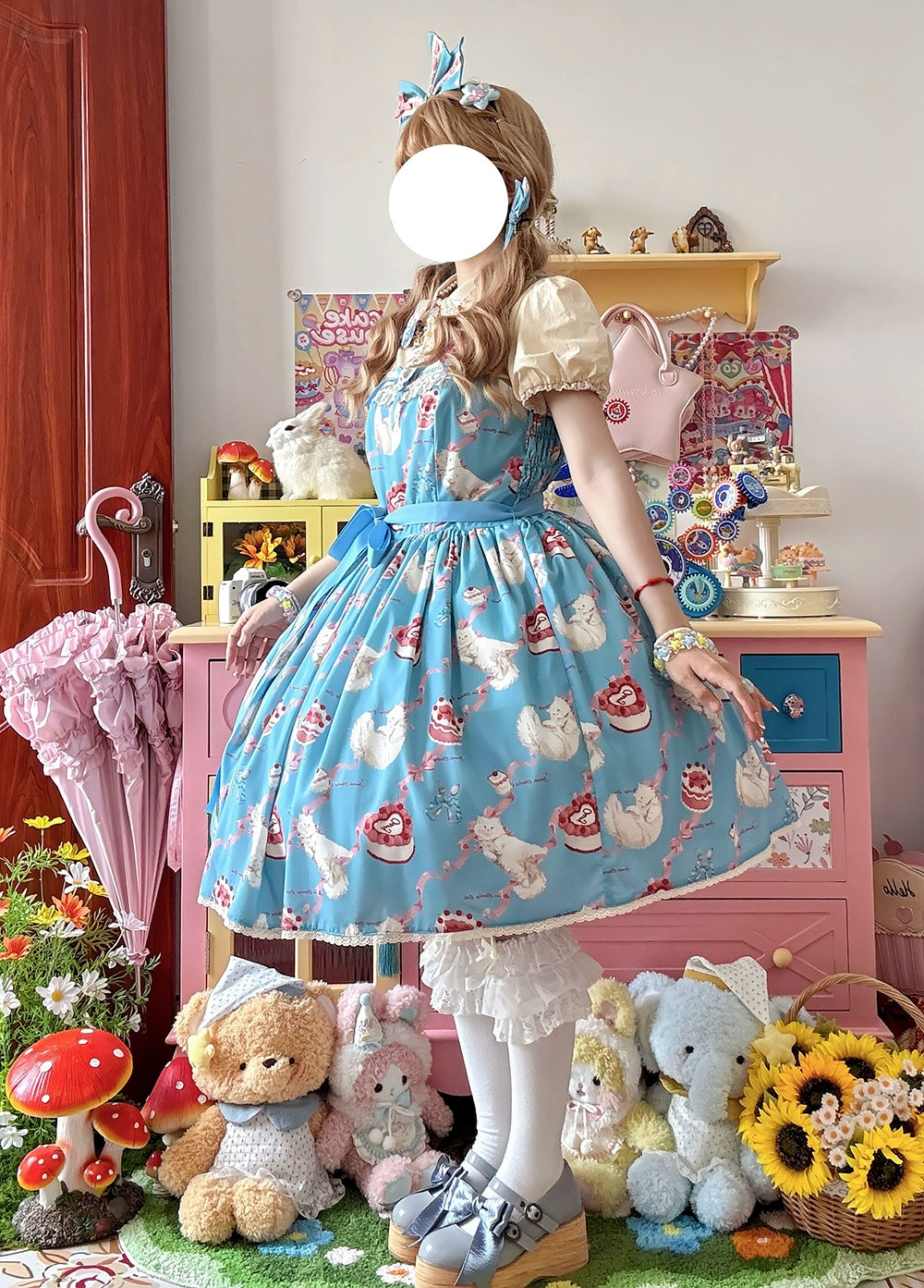 【受注予約7/9まで】Sweet Cherry Cat デイリージャンパースカート