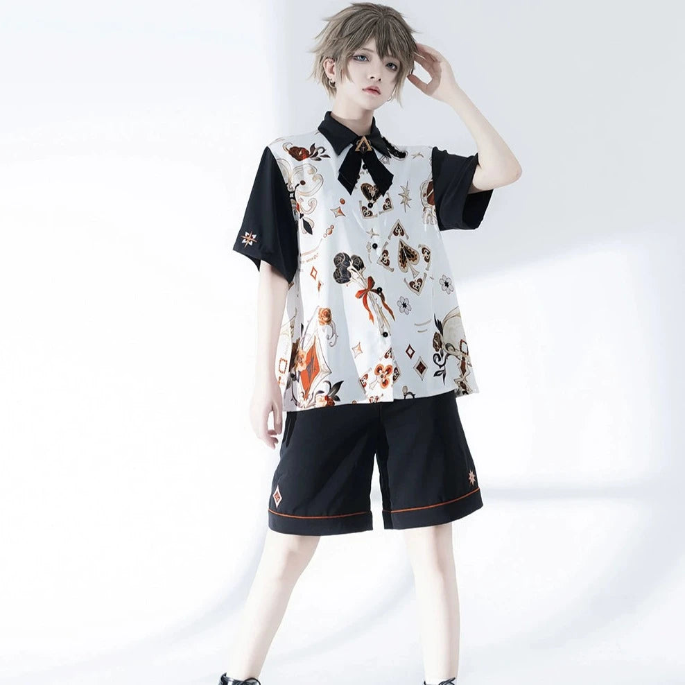 【予約販売】Flower Drunken Beauty 皇子系プリントブラウス