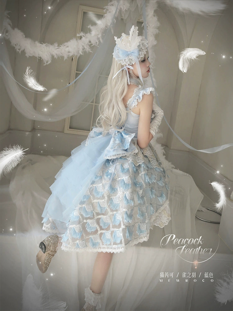 【受注予約6/18まで】Peacock Feather ミニドレス・パステルブルー