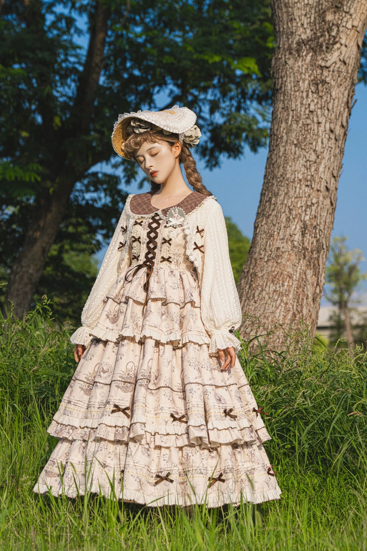 Flower Basket Country style jumper skirt and cardigan