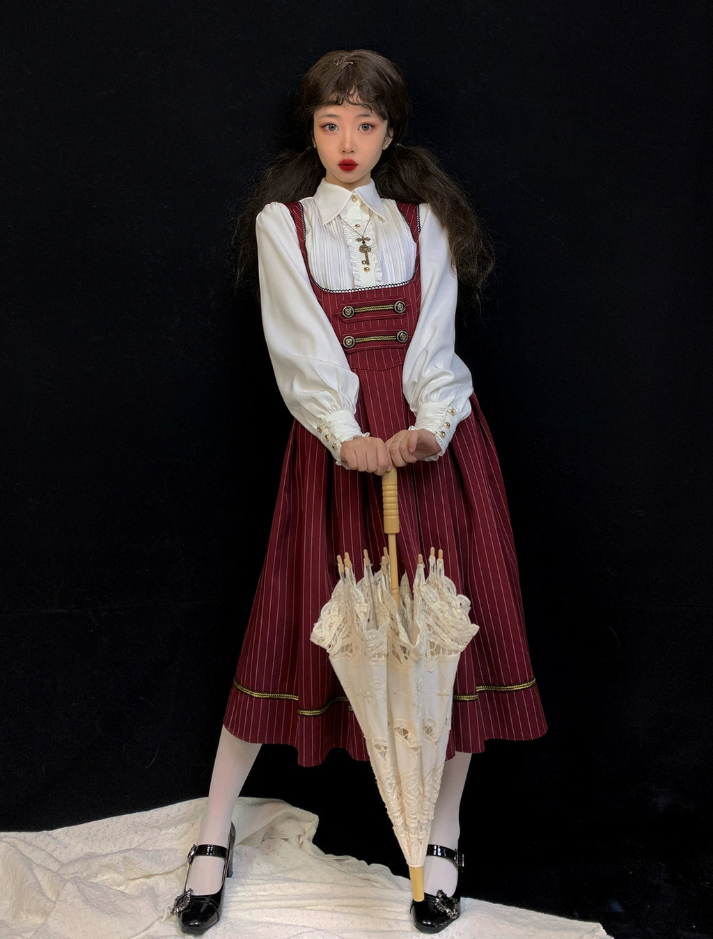 [Resale/Pre-orders available until 10/28] Bright Moon Corset Jumper Skirt Stripe [Red]