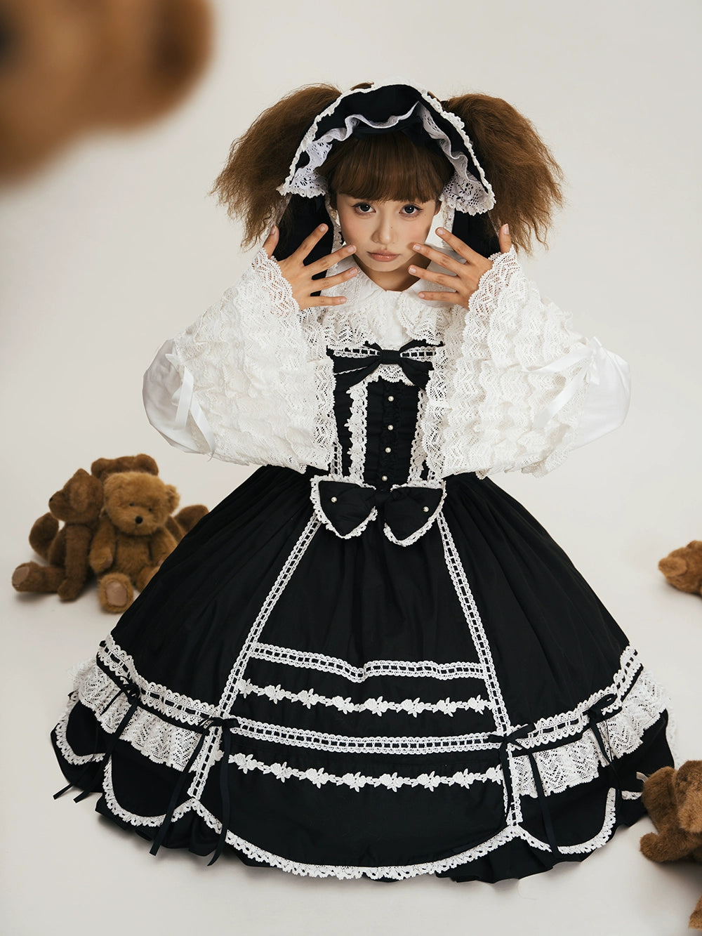 【予約販売】Antique Petal Rabbit うさ耳付き半袖ブラウス