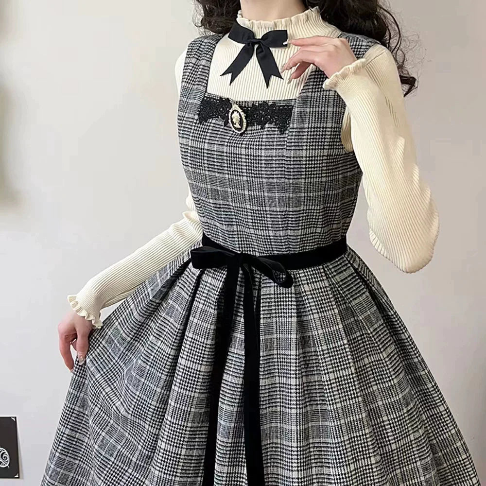 Earl Gray checked jumper skirt