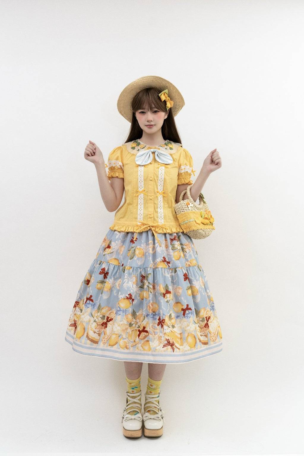 【受注予約6/26まで】Lemon Biscuit サスペンダースカート