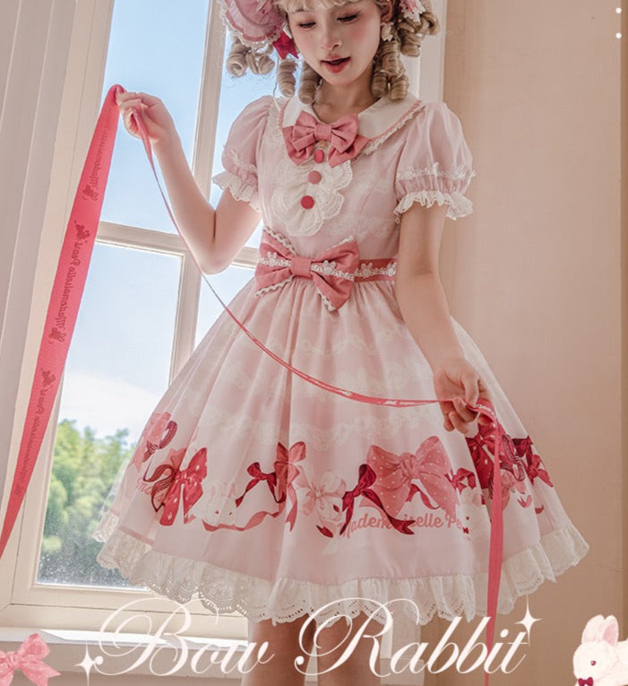 【受注予約6/11まで】Bow Rabbit プリントワンピース
