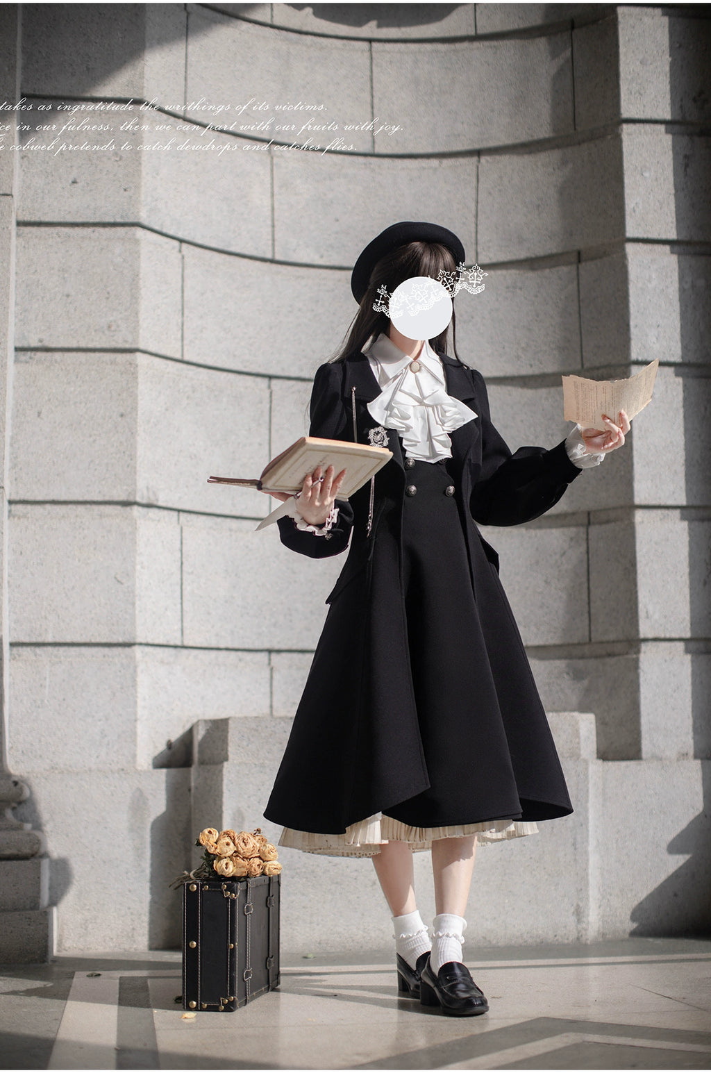 【予約販売】英国風ダブルブレストブラックコート