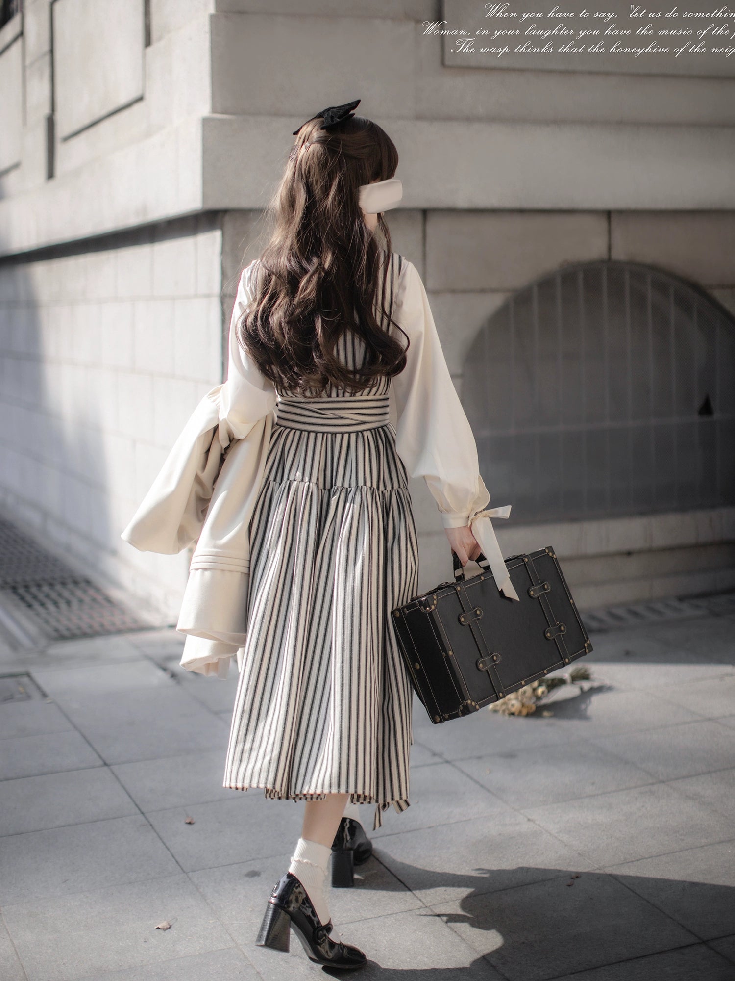 Striped and ribbon French girly jumper skirt