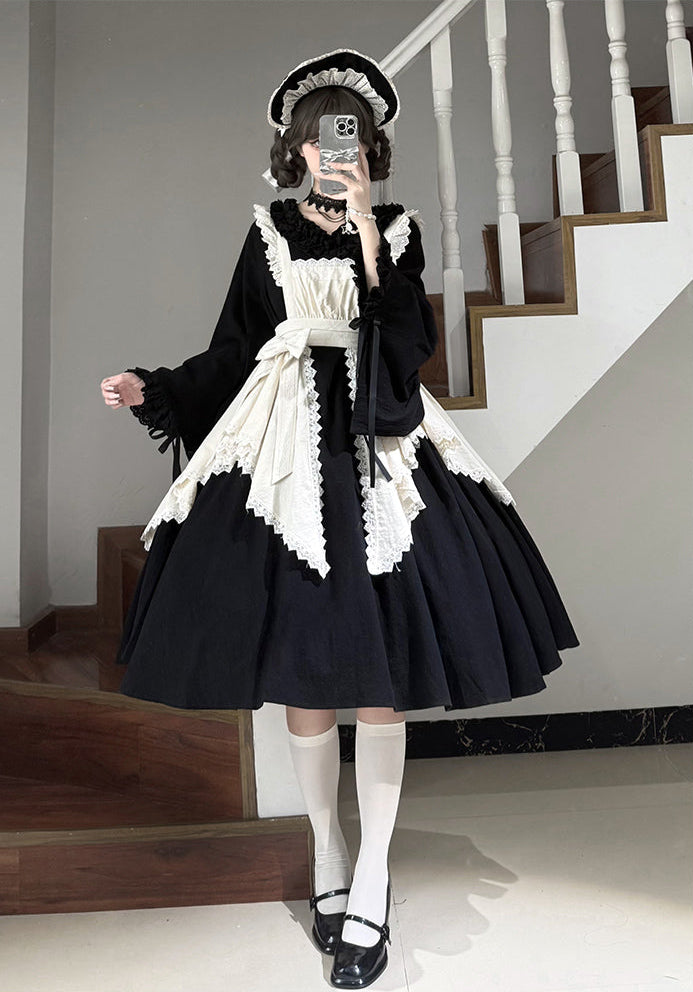 十六夜 和風メイドワンピースセット ロング丈