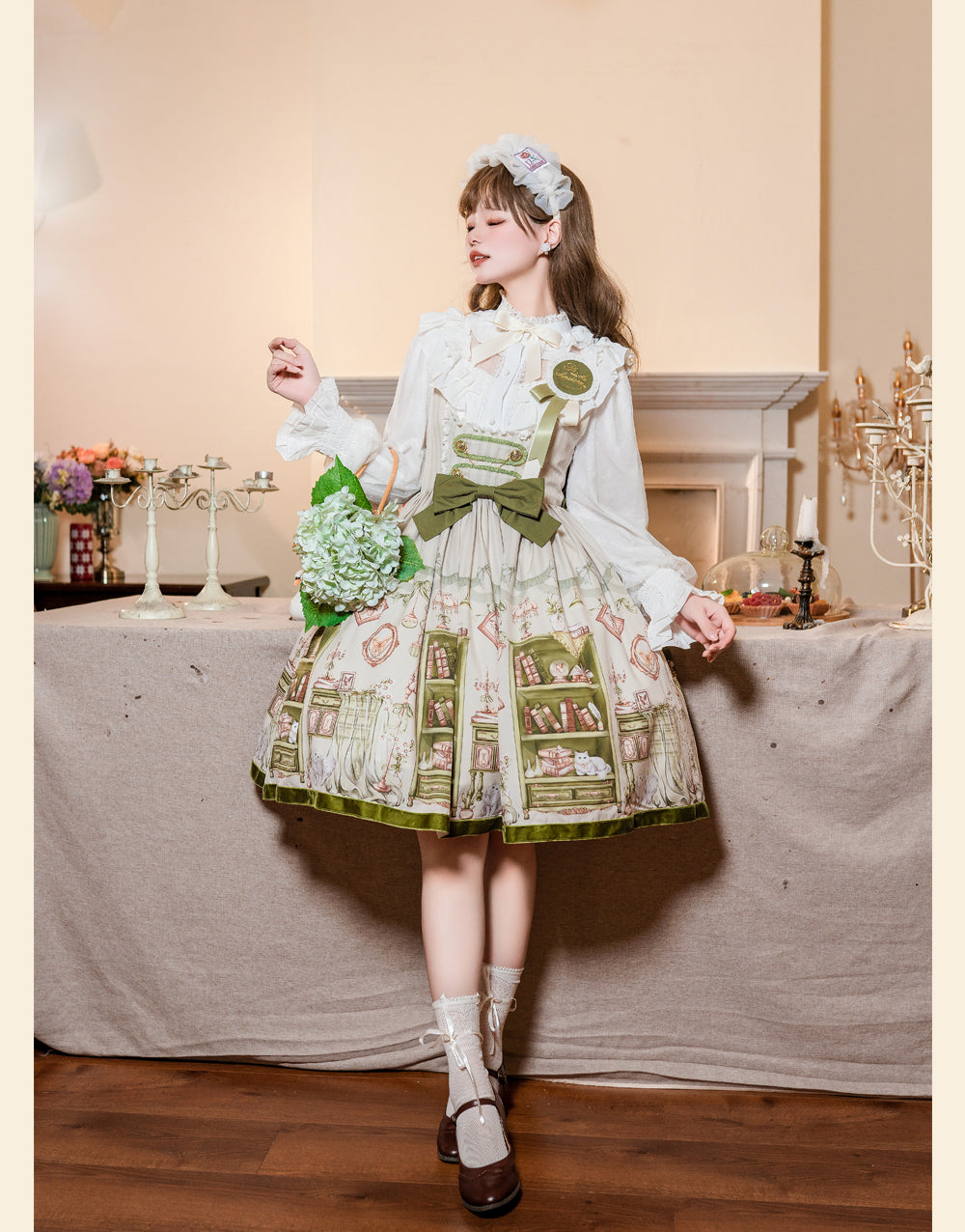 Green Room フロントボタンジャンパースカートとブラウス