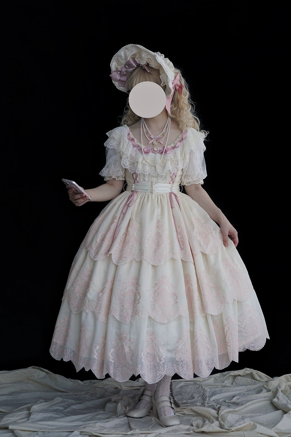 【受注予約9/25まで】Noble Garden 付け袖付き刺繍ワンピース