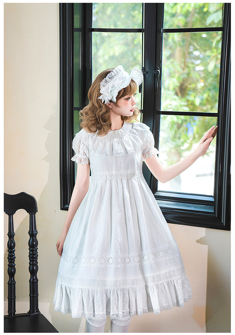 花刺繍入りコットンレースワンピース 単品＆セット