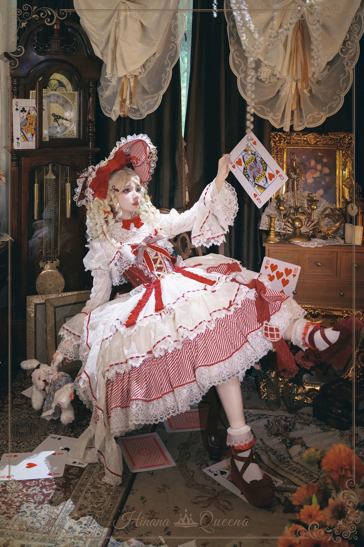 【新色・受注予約8/8まで】Dream Alice ラグジュアリーセットアップ／クイーンレッド／ロング丈