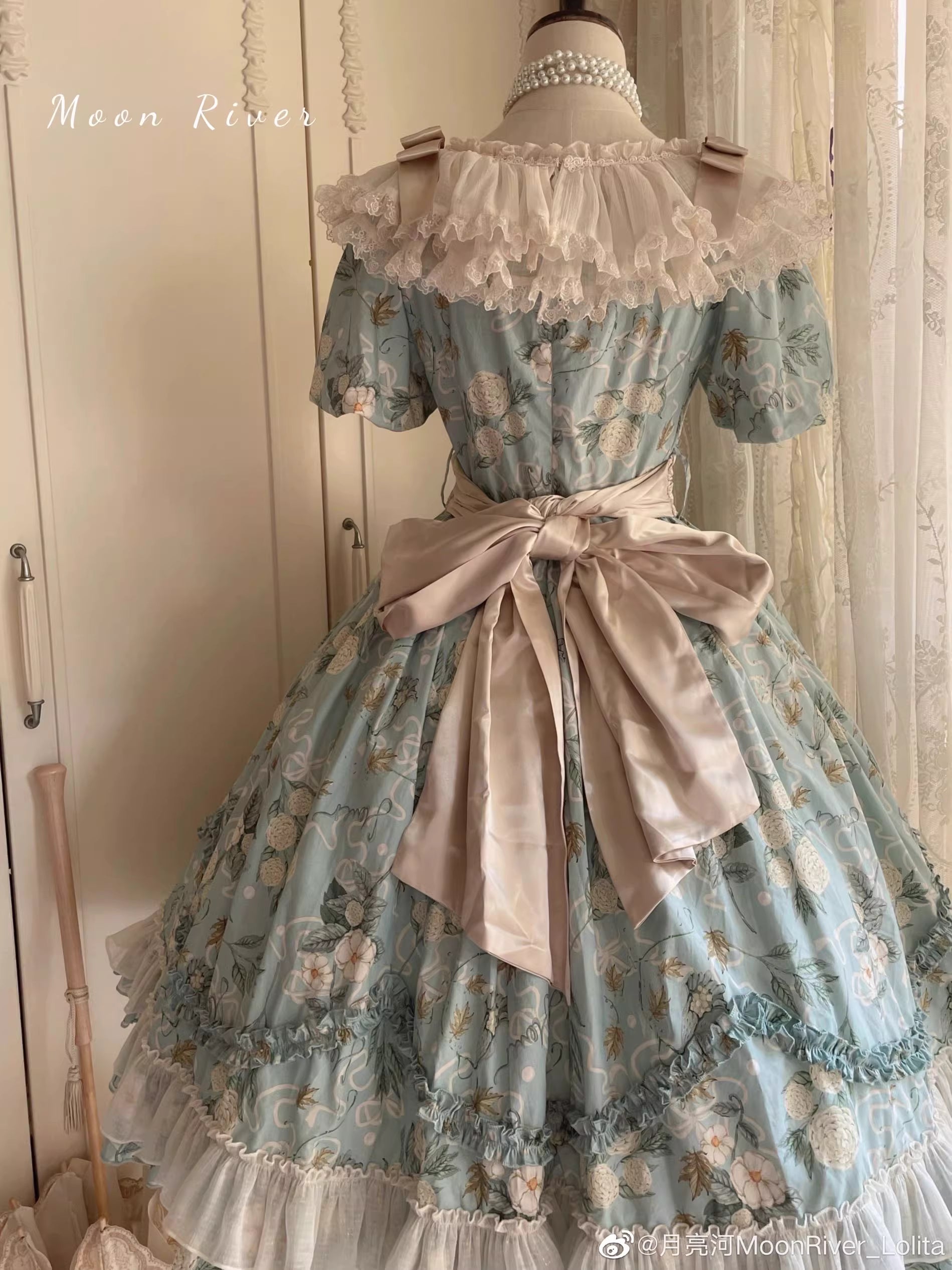 Camellia and Pearl プリントレースワンピース