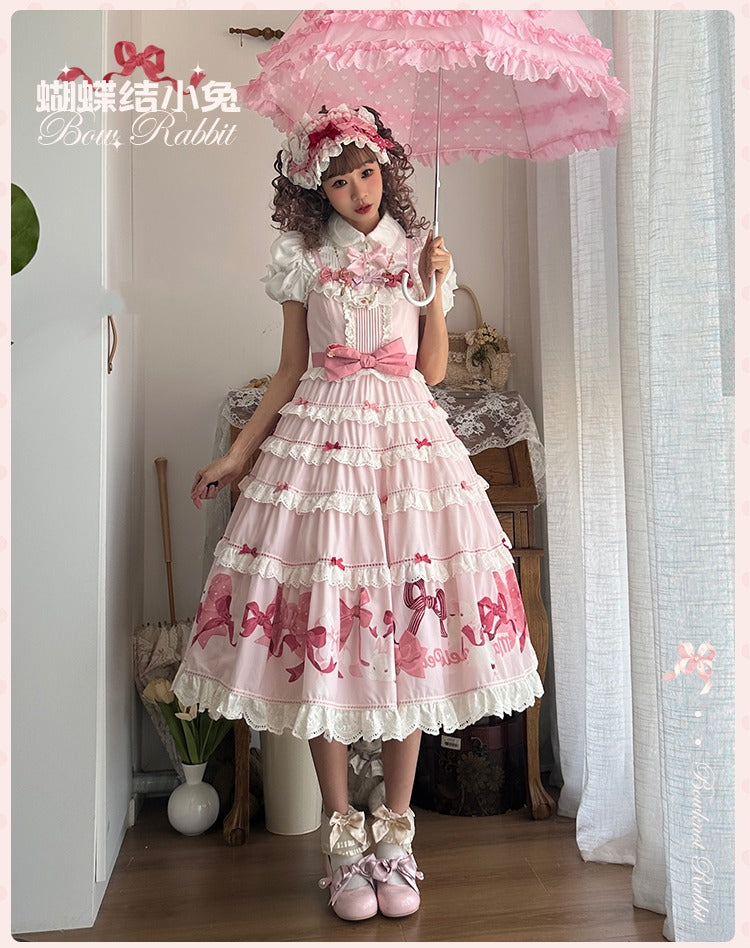 【受注予約6/11まで】Bow Rabbit ティアードジャンパースカート