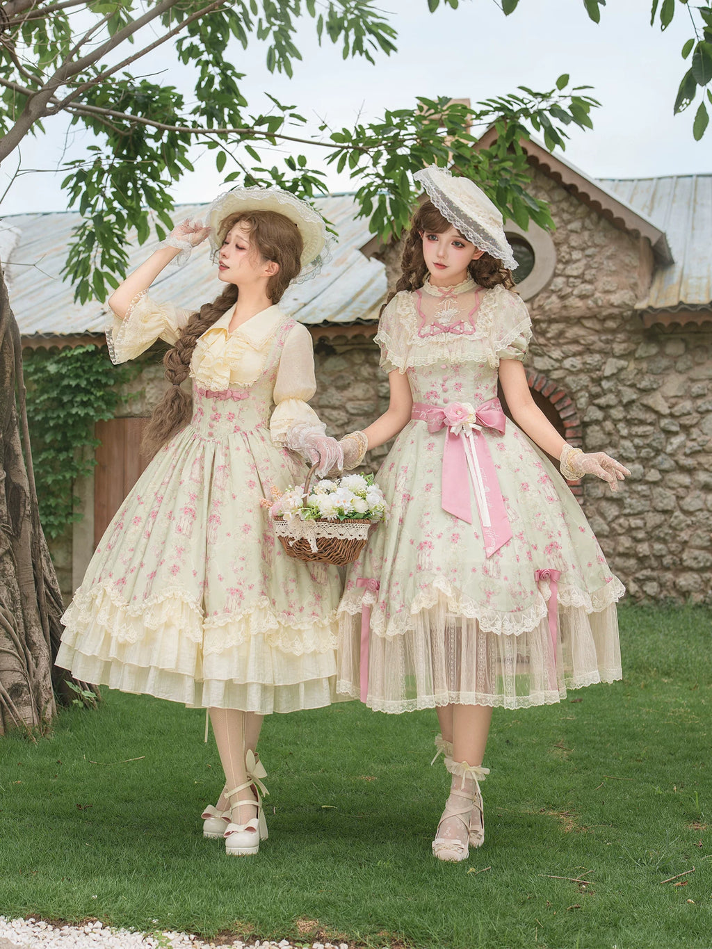 【予約販売】風薫る薔薇園 プリントジャンパースカート