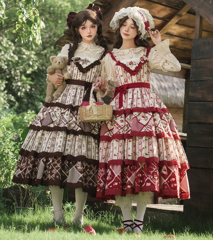 秋色のフローラルジャンパースカート