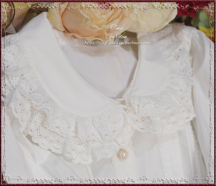 [Pre-order] Retro cotton lace short sleeve blouse