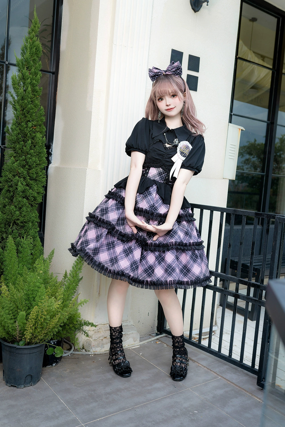 Margaret Girl チェックのジャンパースカートセット