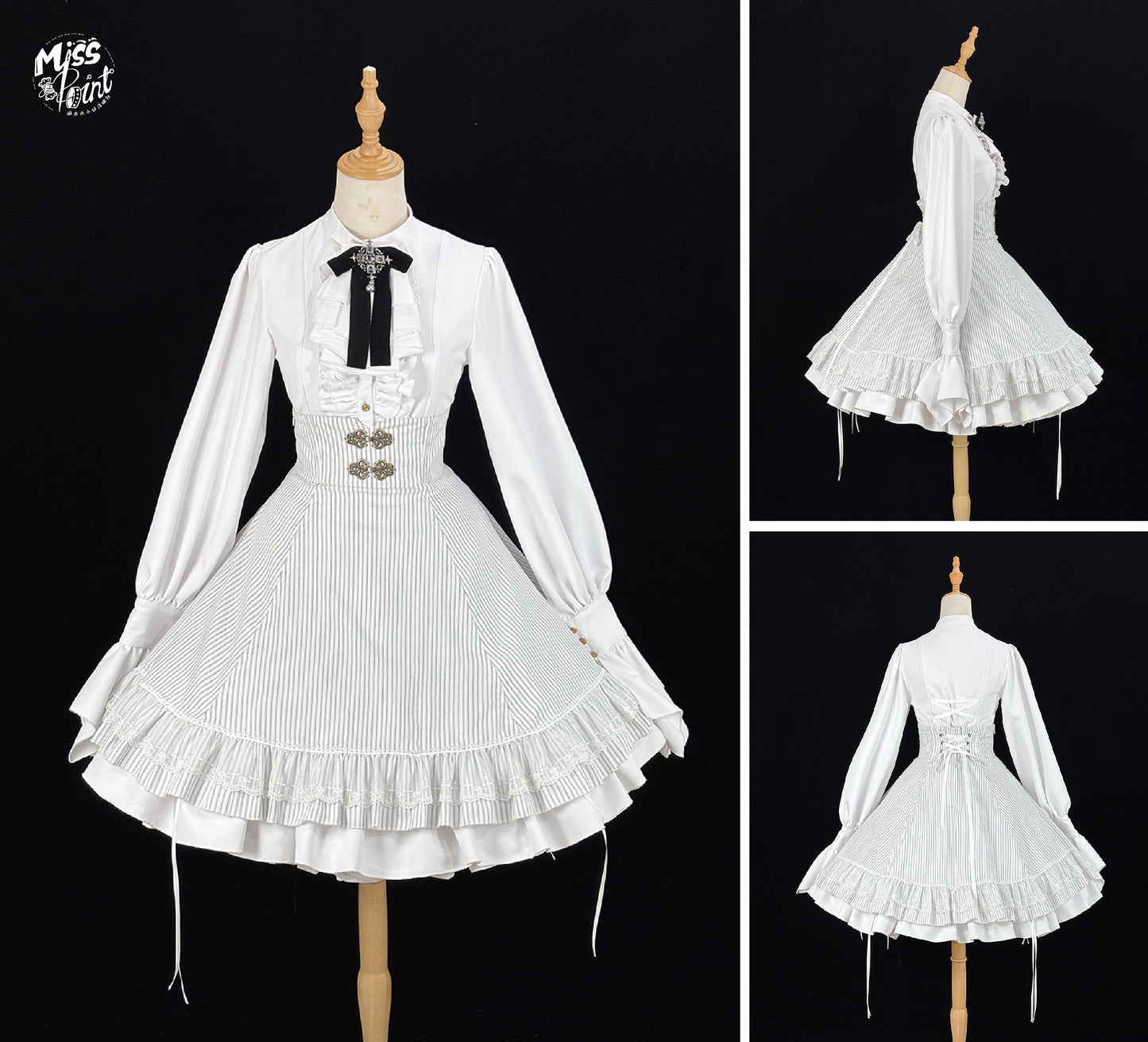 【受注予約1/7まで】領主貴族のゴスロリ 縦縞ハイウエストスカート・新色