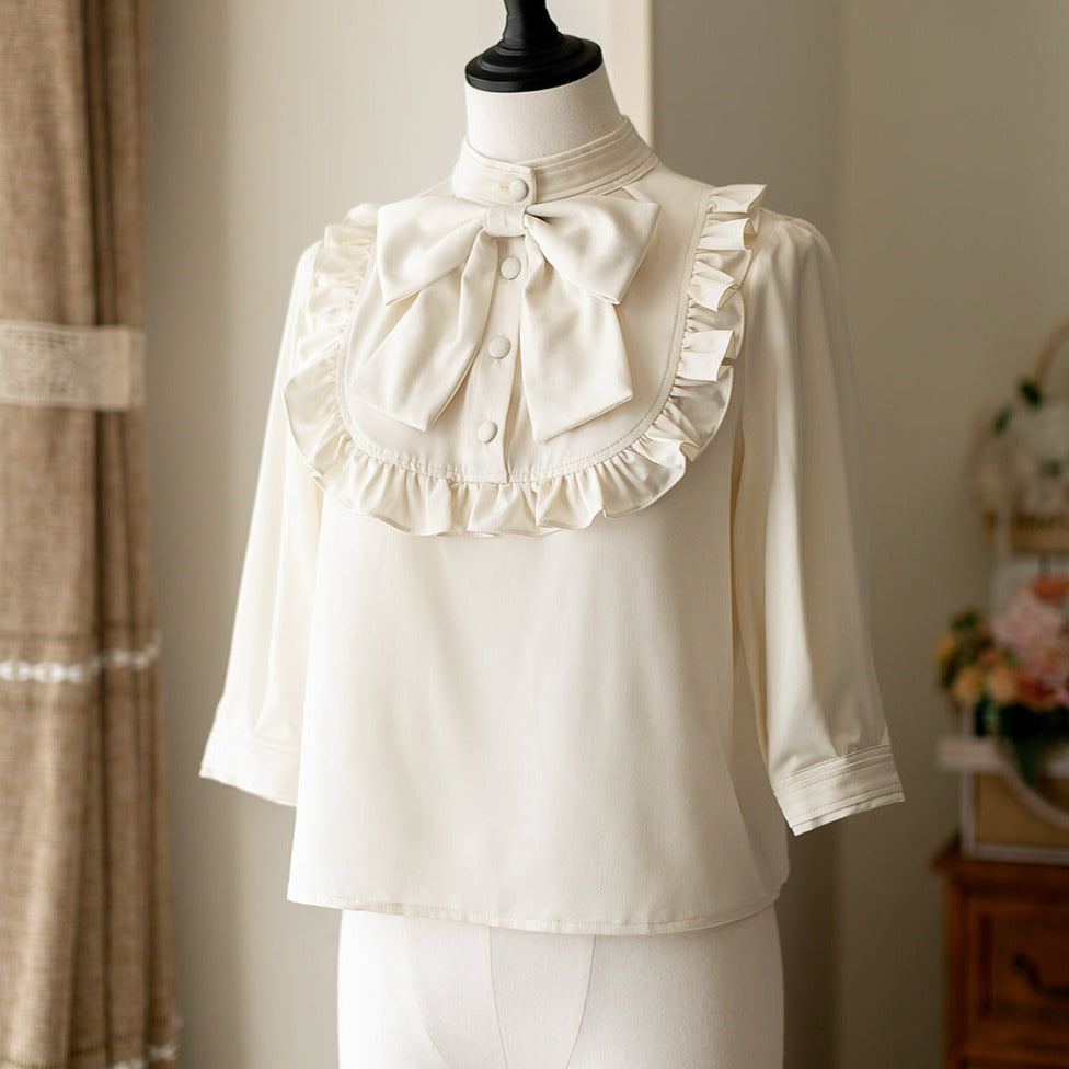 Eternal Echo Classical half-sleeve ribbon tie blouse [20% off when buying together]