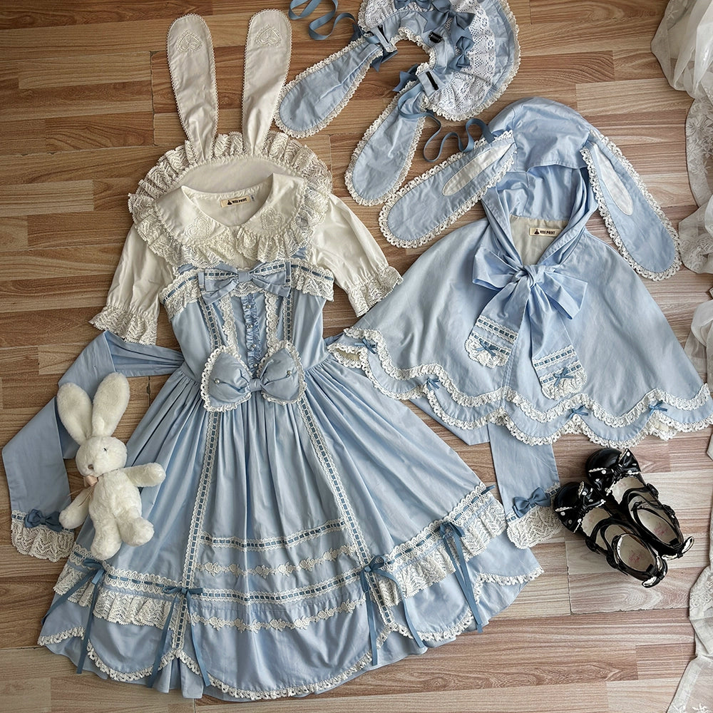 【受注予約6/12まで】Antique Petal Rabbit リボンジャンパースカート