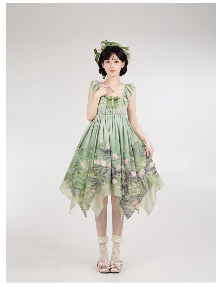 薔薇庭園 油絵プリントジャンパースカート 単品＆セット