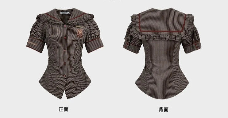 [Pre-order] Hogwarts School of Witchcraft and Wizardry Sailor Collar Striped Blouse