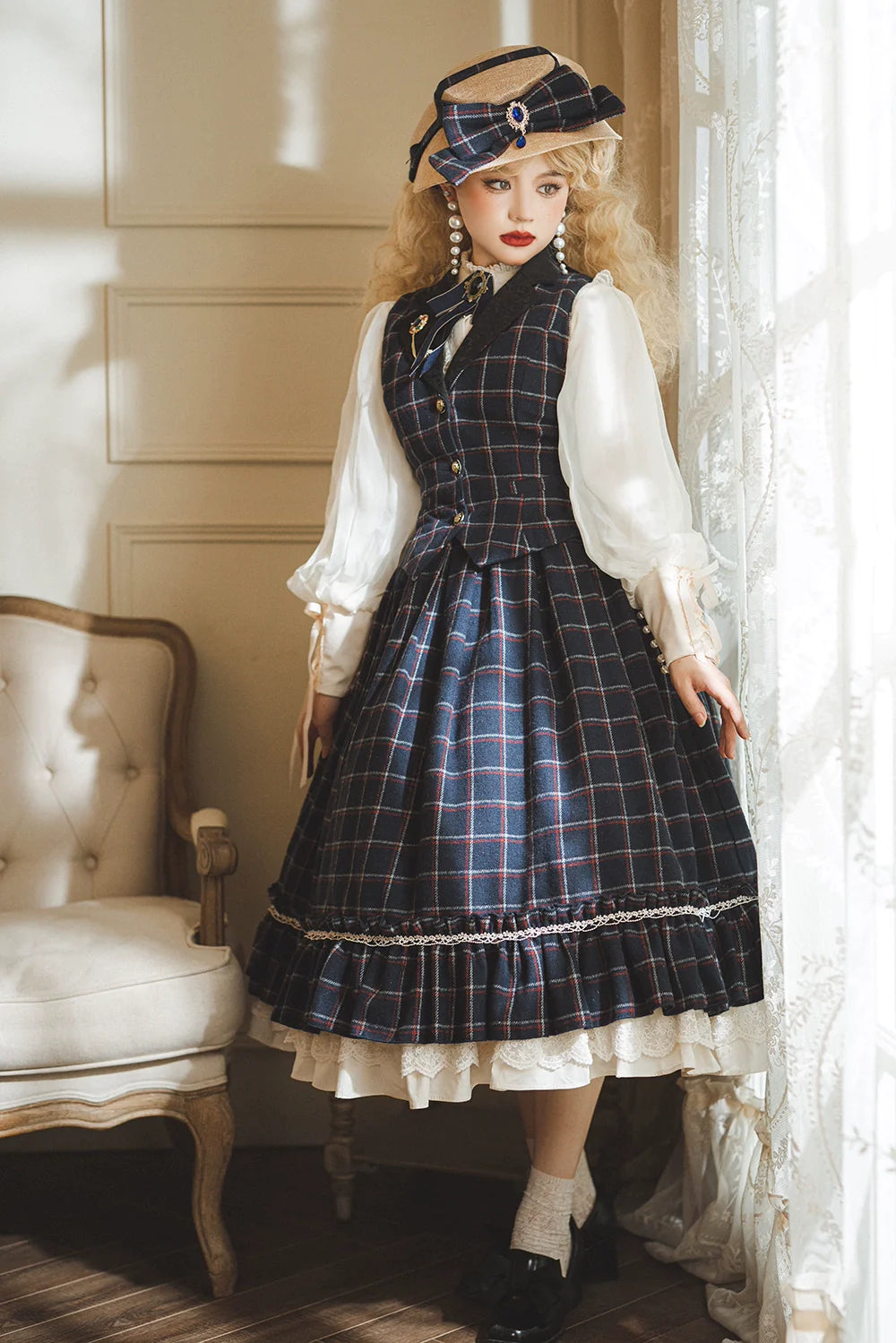 [Pre-order] British Classical Lolita Warm Check Vest