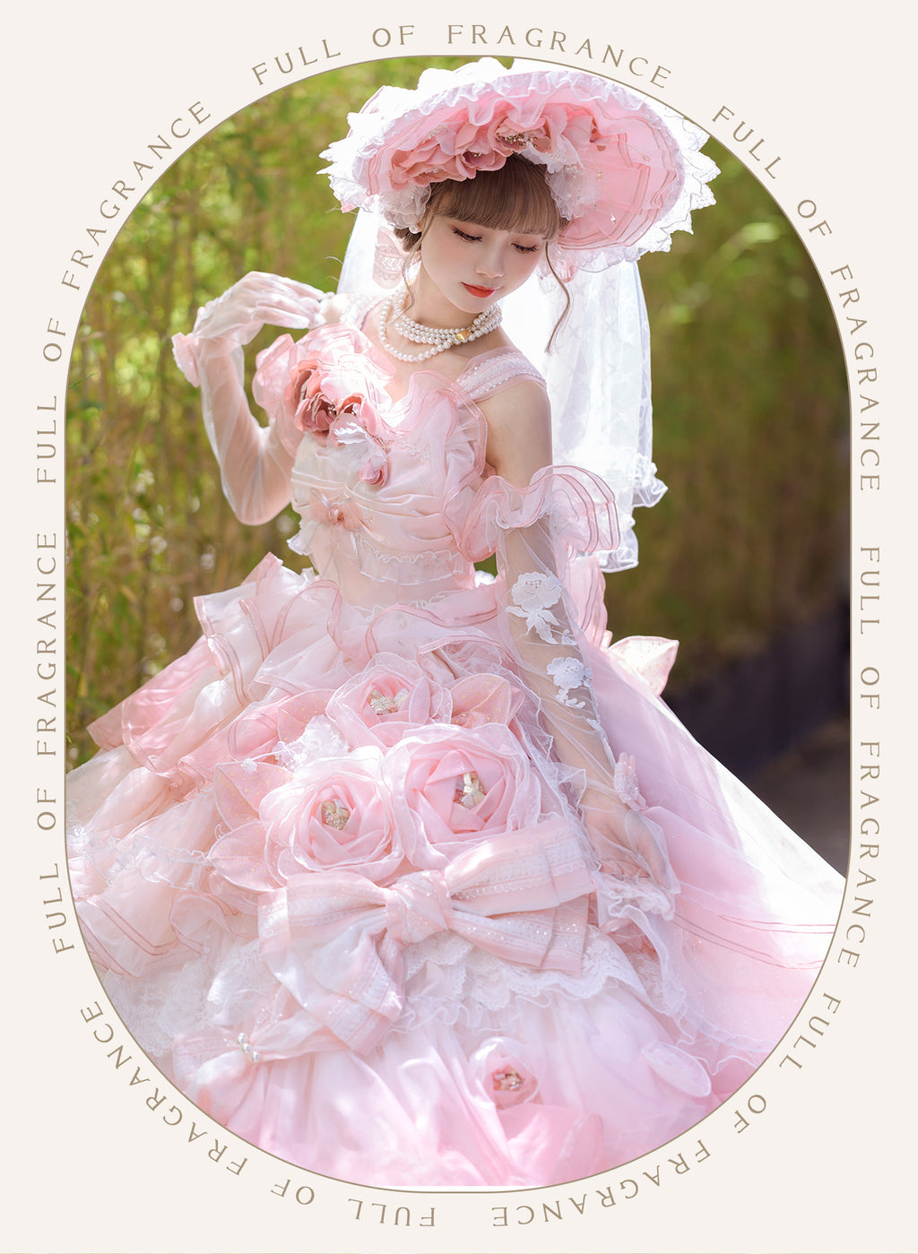[Pre-orders available until 2/26] Full of Fragrance Dress with Train and Inner Skirt - Pink