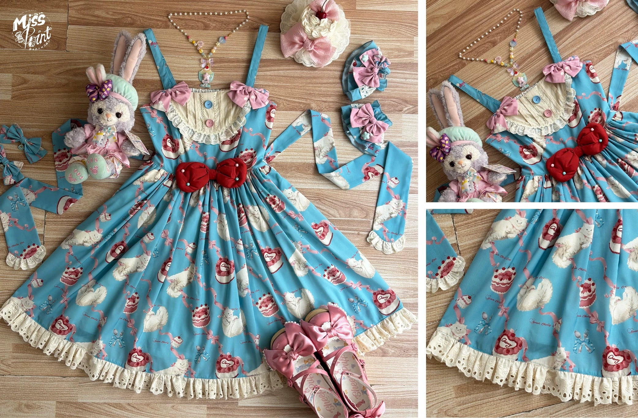 【予約販売】Sweet Cherry Cat ビブスジャンパースカート