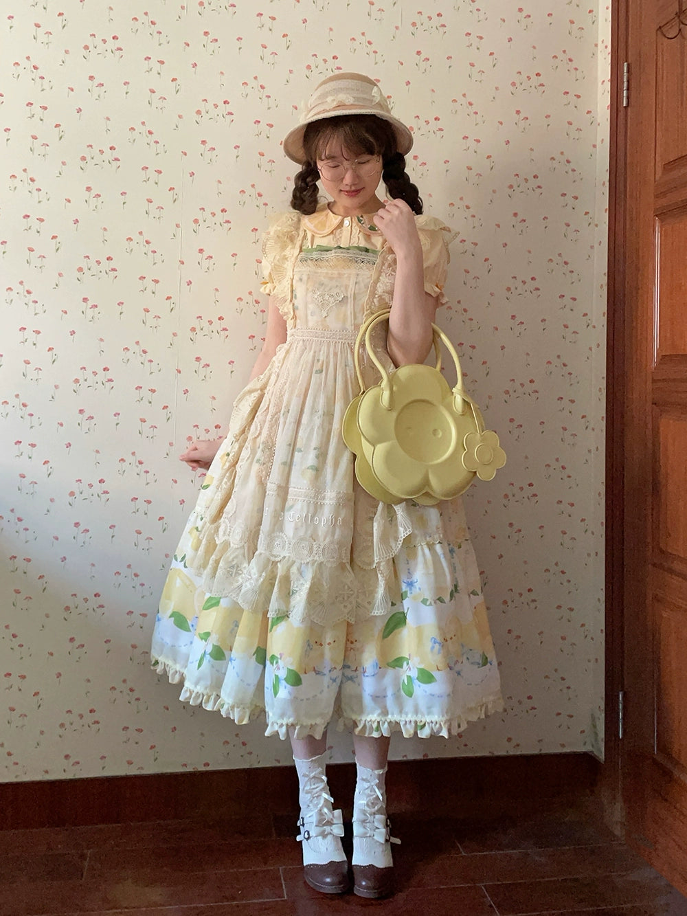 【予約販売】Lemon Sweetie プリントジャンパースカート・ロング丈