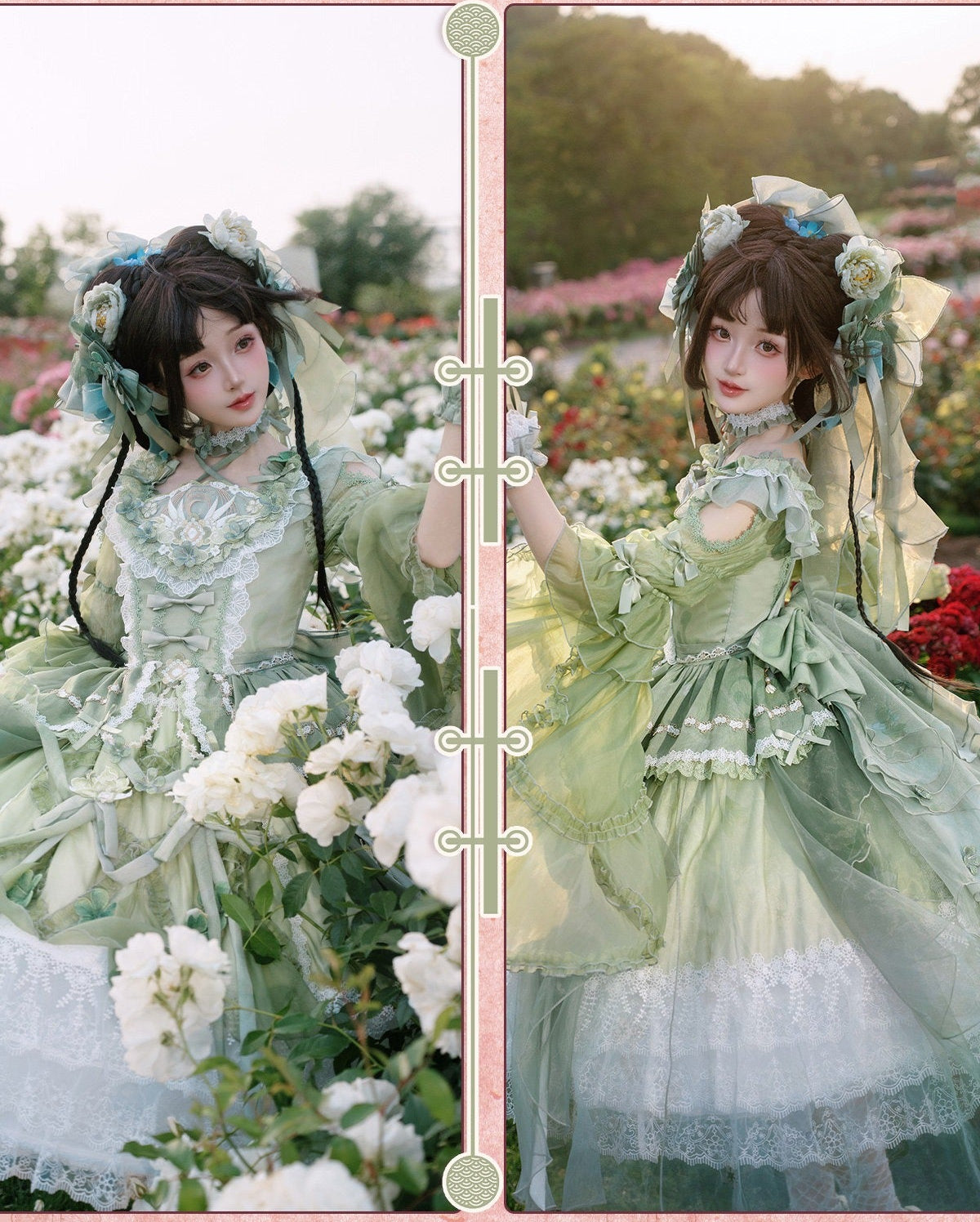 【受注予約6/28まで】瑠璃花霞 華ロリドレス・蒹葭（グリーン）