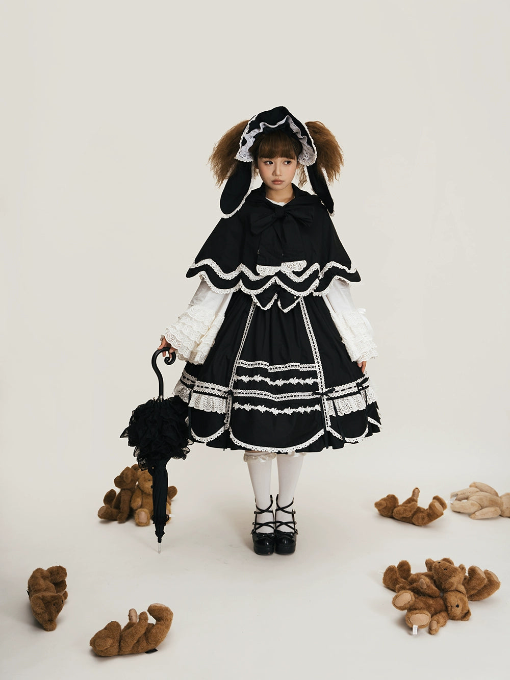 【予約販売】Antique Petal Rabbit リボンジャンパースカート