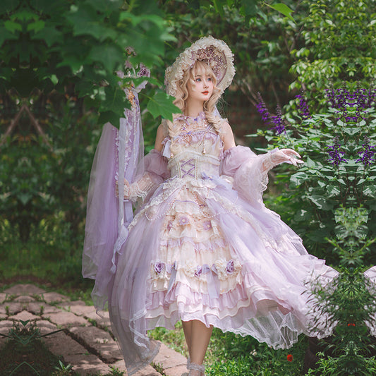 Spring Praise Flower and Lace Princess Dress - Purple