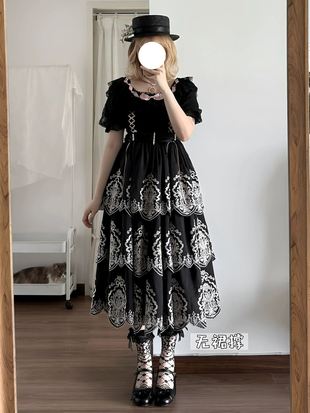 【受注予約9/25まで】Noble Garden 付け袖付き刺繍ワンピース