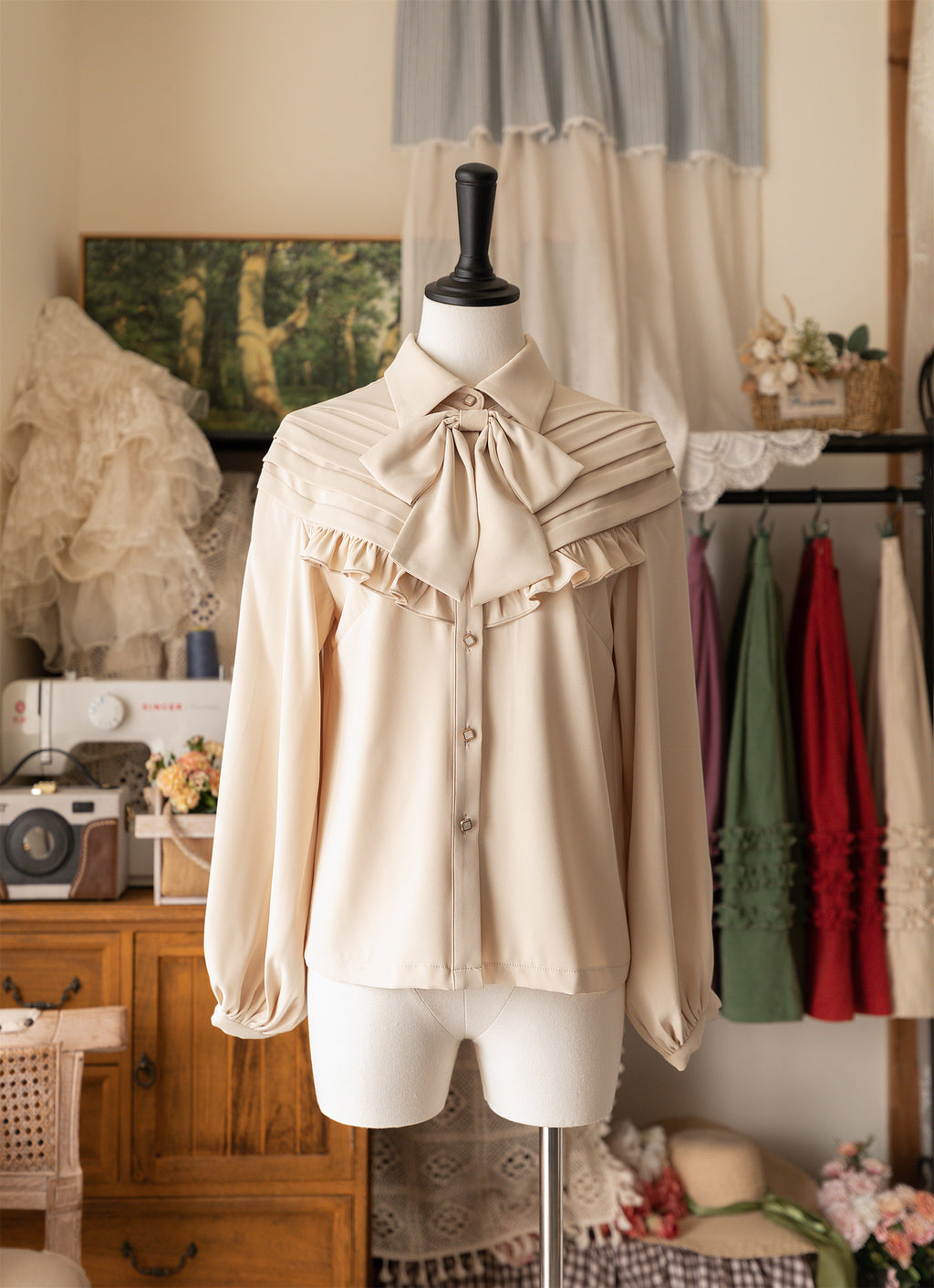 [Pre-order] Forest Basket 4.0 Ribbon Tie Blouse [20% off when purchased together]
