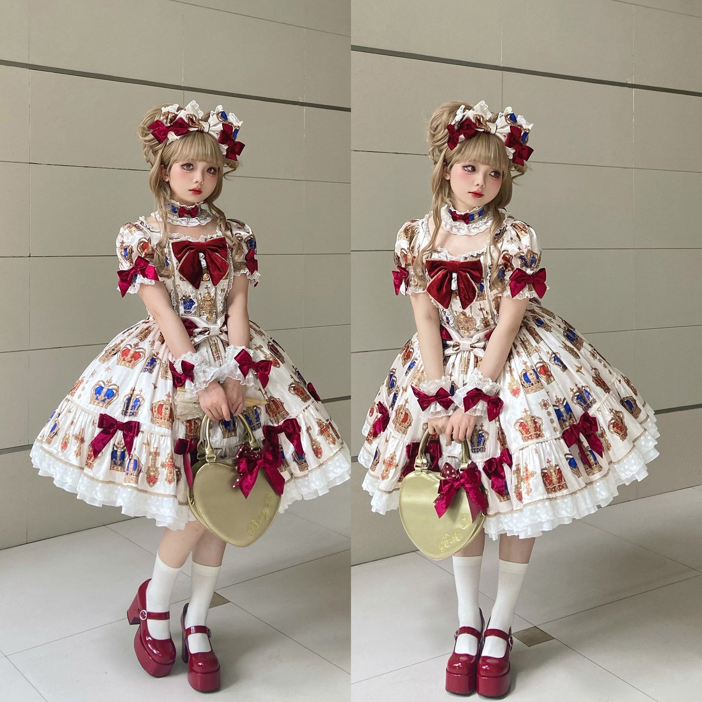 [Resale/Pre-orders available until 3/9] Star Crown Velvet Ribbon Print Dress